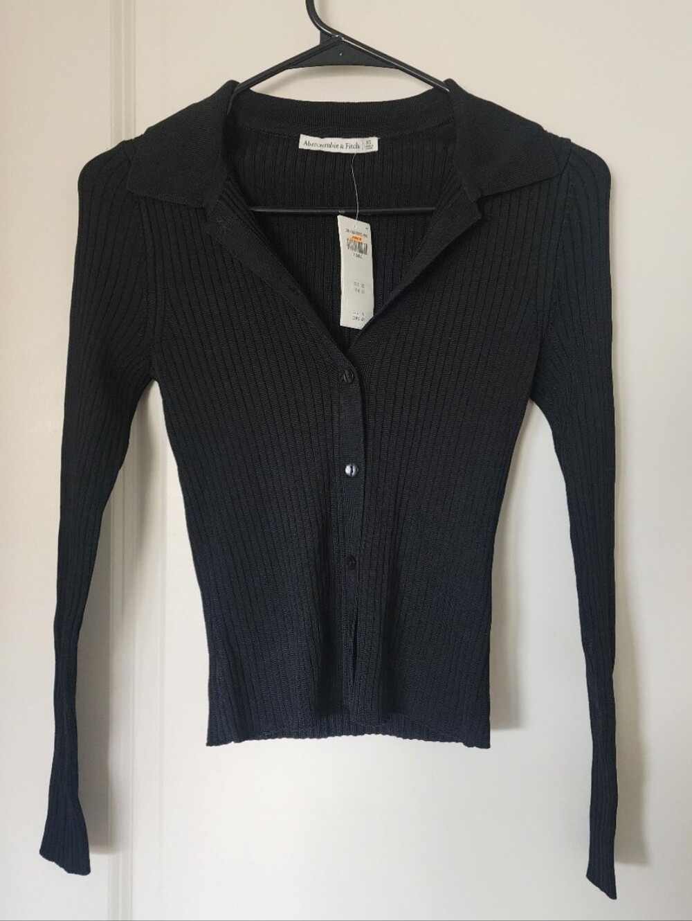 NWT Black Ribbed Button-Up Collared Sweater